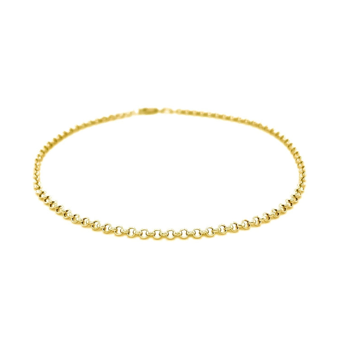 2.3mm 10k Yellow Gold Rolo Anklet Bids.com