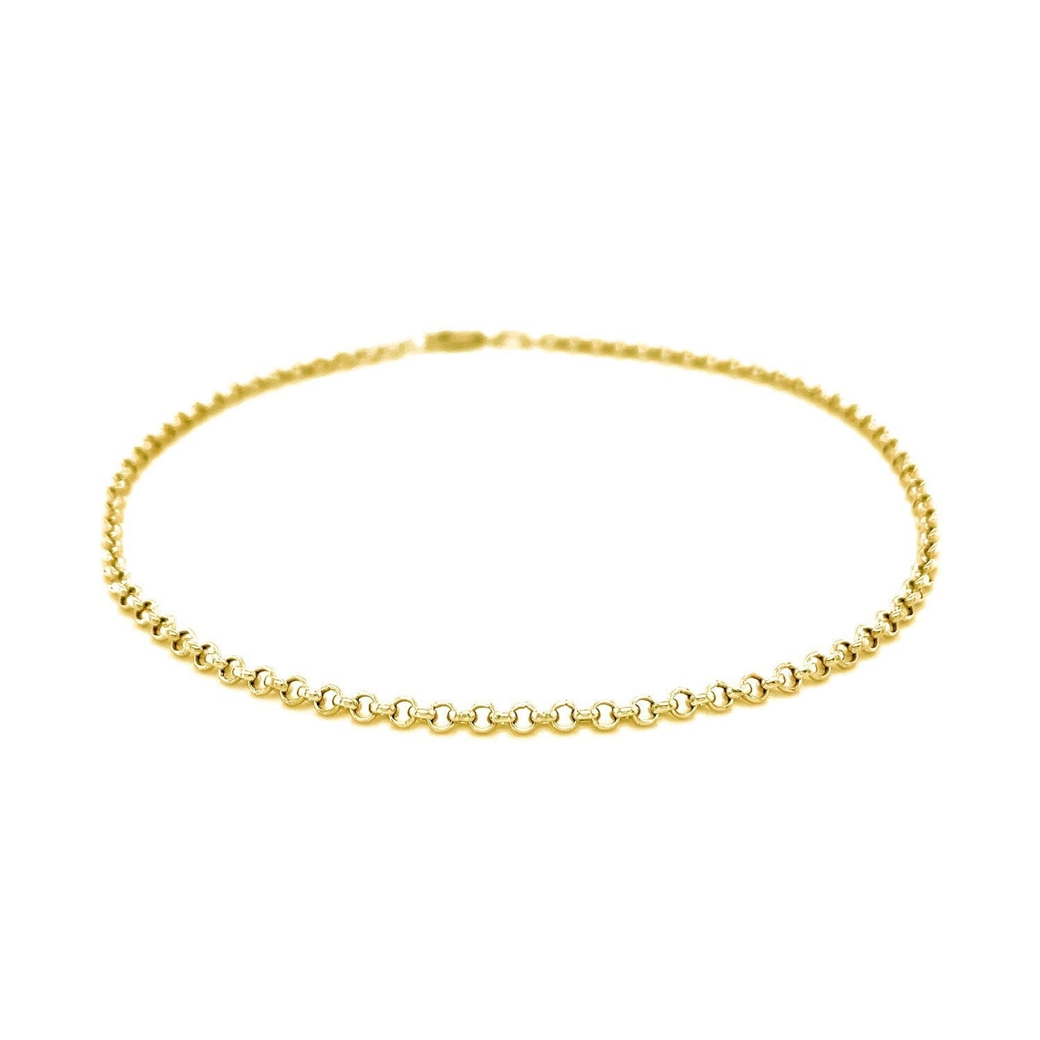 2.3mm 10k Yellow Gold Rolo Anklet Bids.com