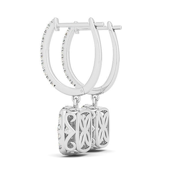 14k White Gold Double Halo Cushion Outer Shaped Diamond  Earrings (3/4 cttw) Bids.com