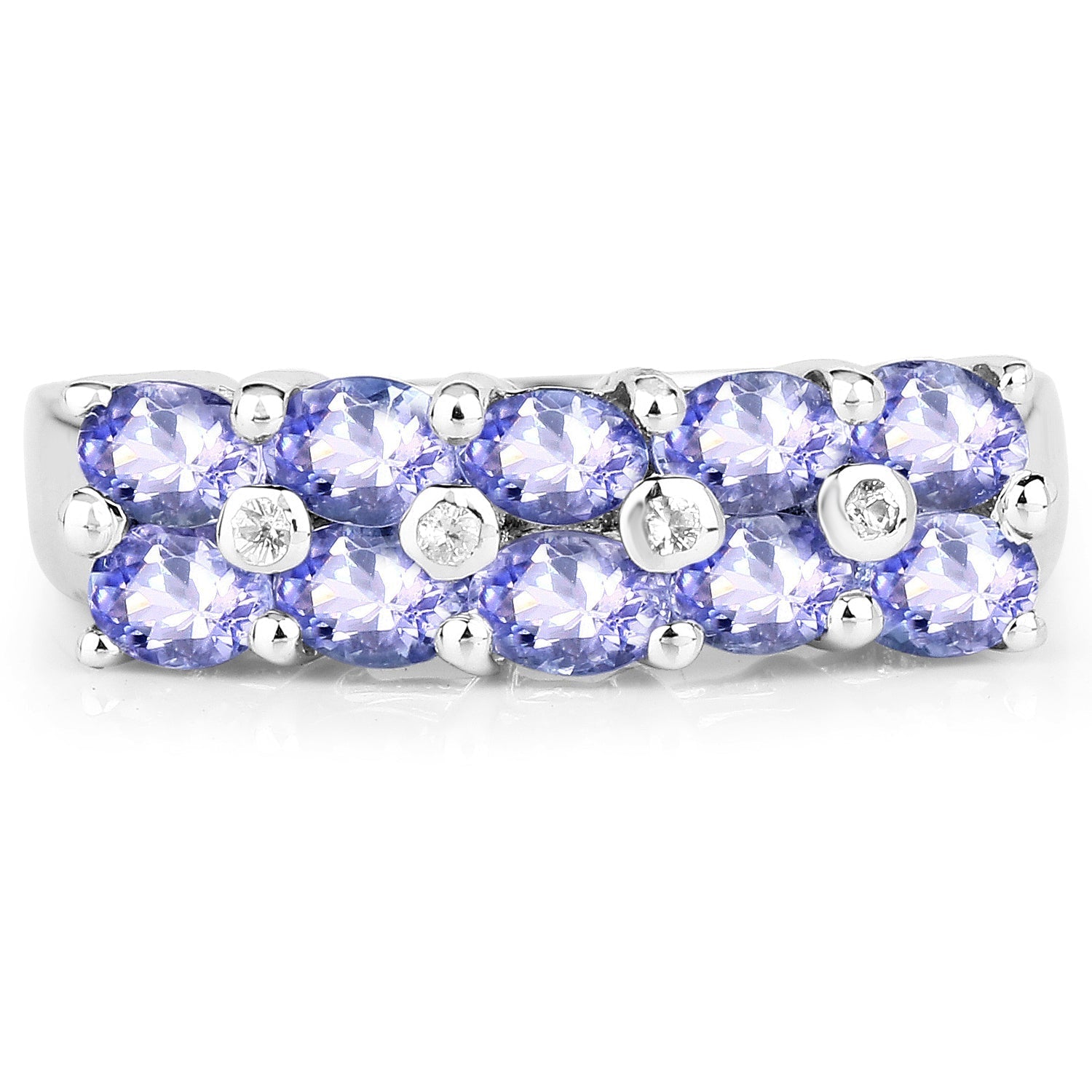 1.76 Carat Genuine Tanzanite and White Sapphire .925 Sterling Silver Ring Bids.com