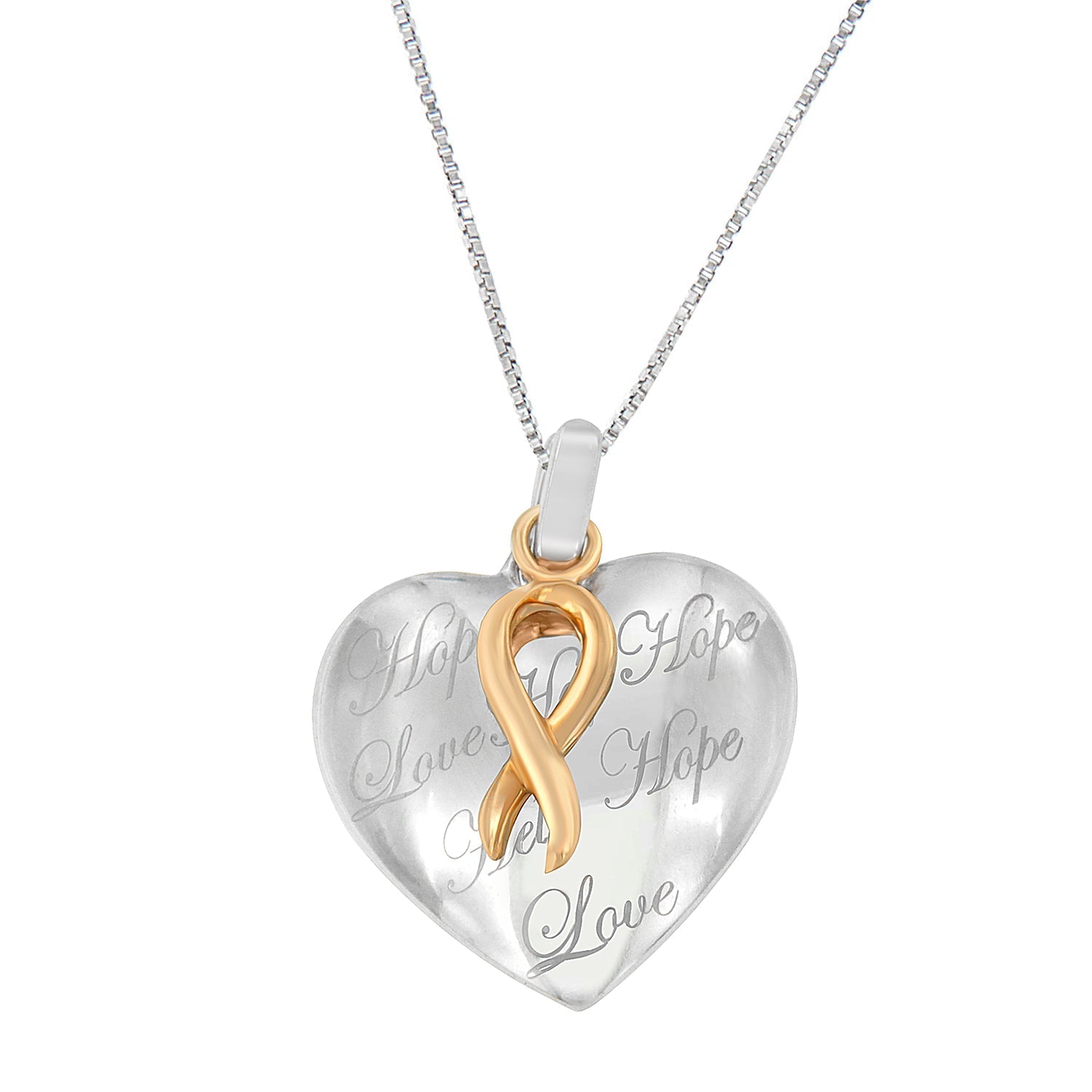 10K Yellow Gold Over Silver Heart Pendant Necklace Bids.com