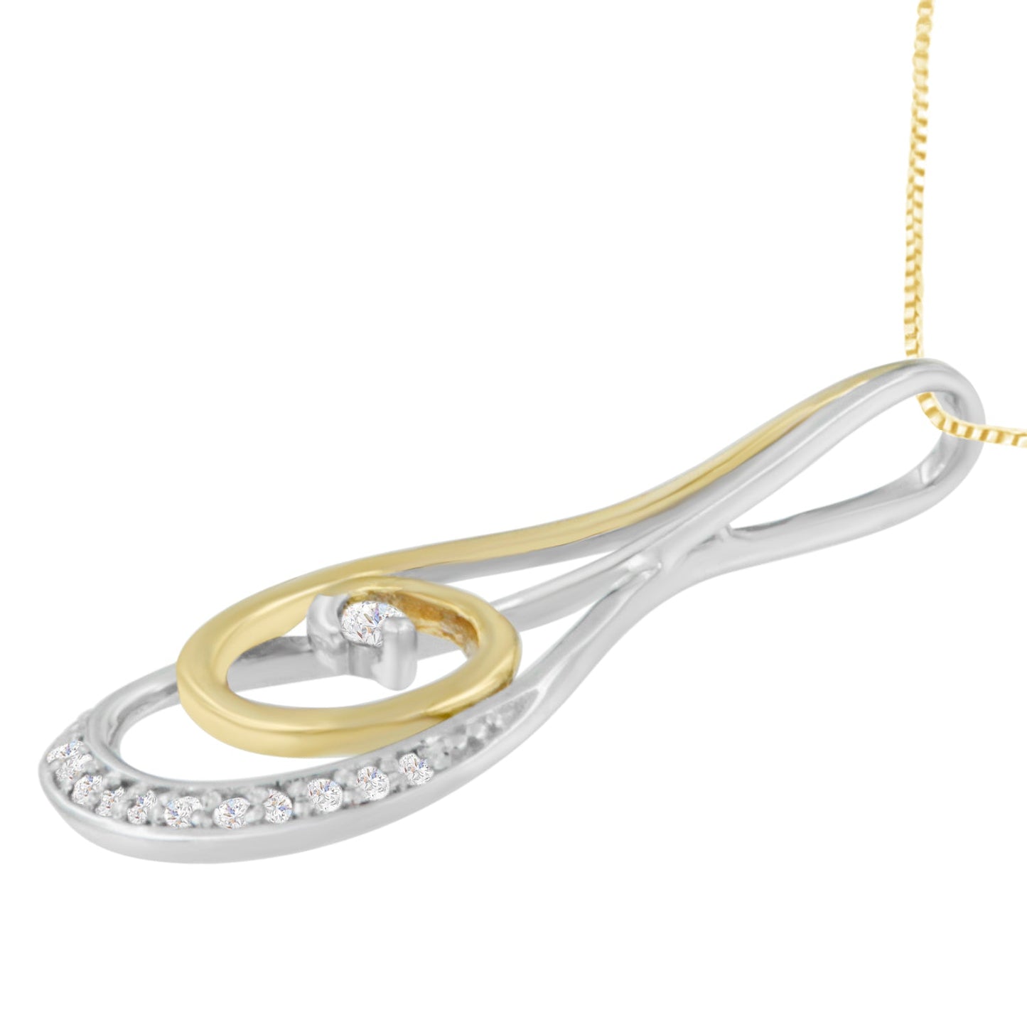 Espira 10K Two-Tone Gold Round Cut Diamond Sparkling Spiral Pendant Necklace (1/6 cttw, J-K Color, I2-I3 Clarity) Bids.com