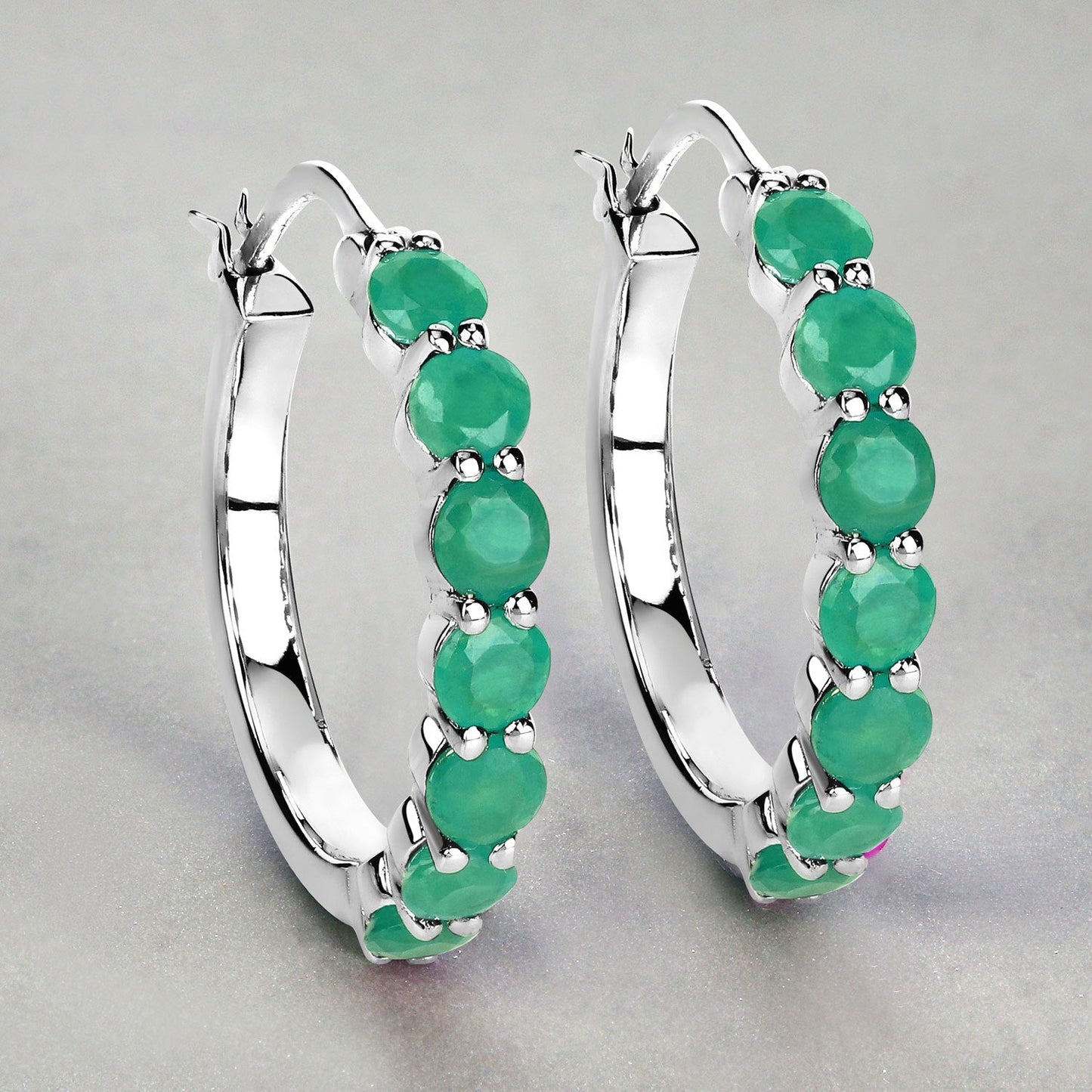 2.38 Carat Genuine Emerald .925 Sterling Silver Earrings Bids.com