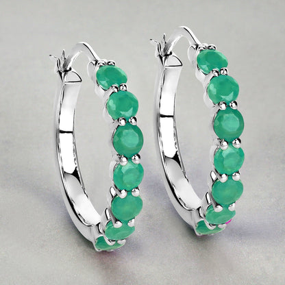 2.38 Carat Genuine Emerald .925 Sterling Silver Earrings Bids.com