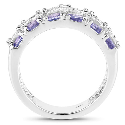 2.05 Carat Genuine Tanzanite and White Topaz .925 Sterling Silver Ring Bids.com