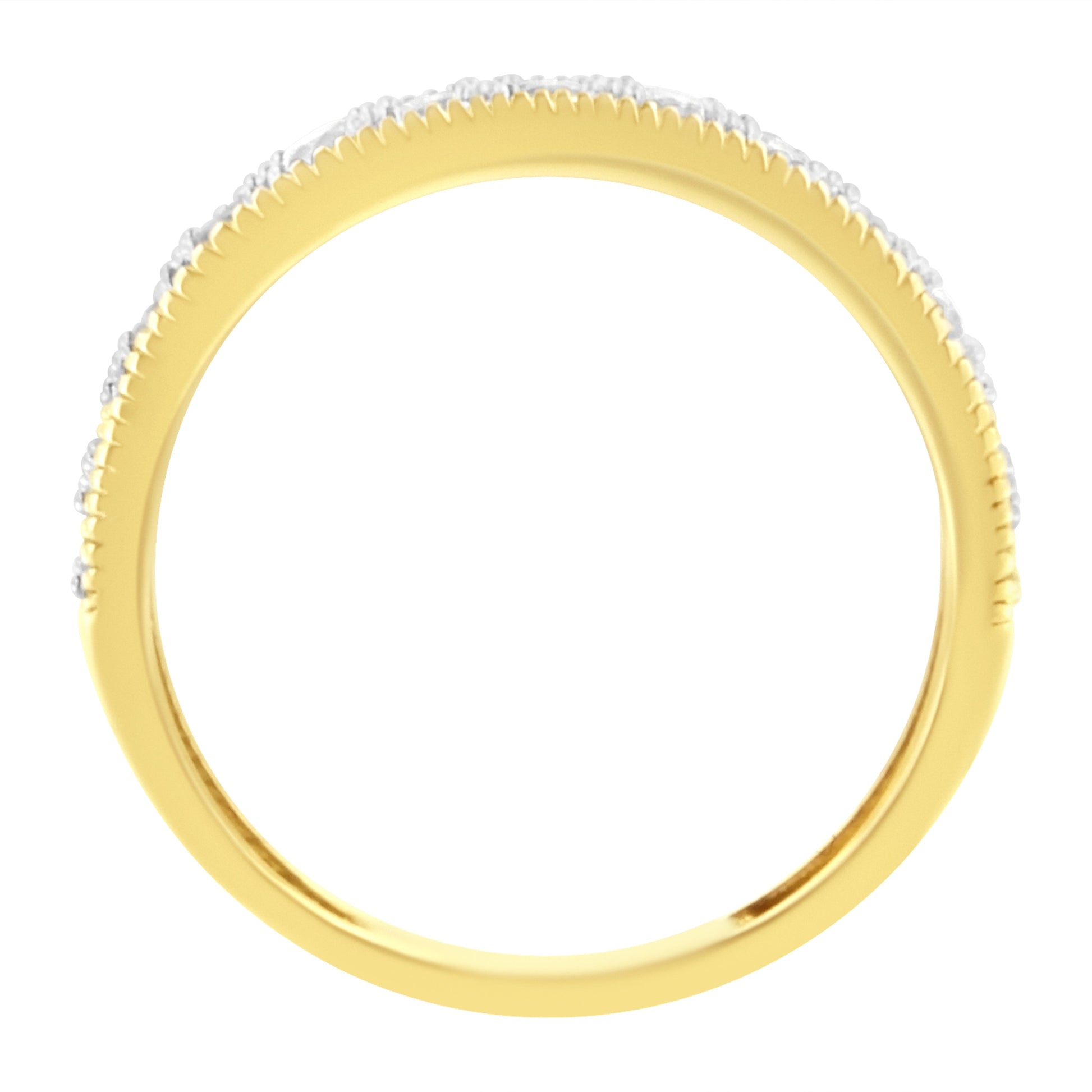 IGI Certified 1/2 Cttw Diamond 10K Yellow Gold Prong Set Beaded Milgrain Band Style Ring (J-K Color, I2-I3 Clarity) - Size 7 Bids.com