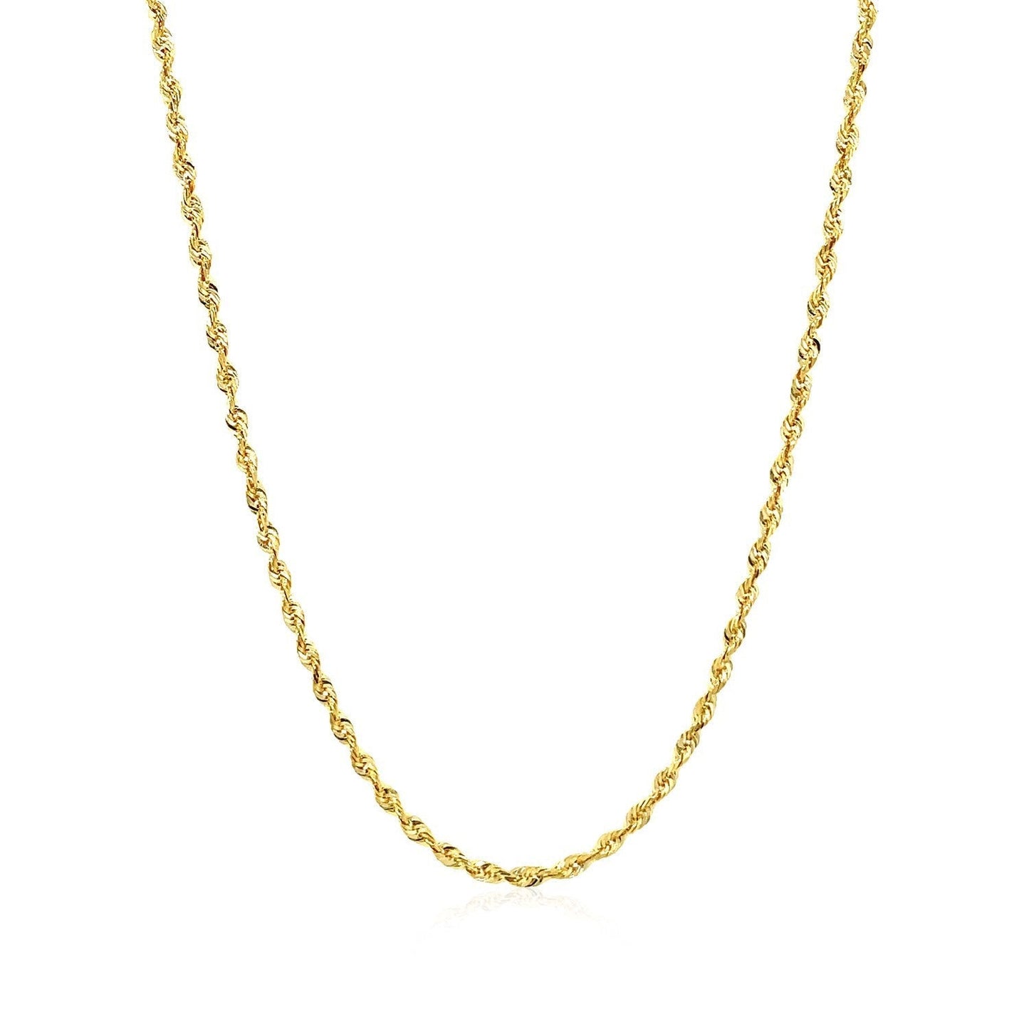 2.0mm 14k Yellow Gold Solid Diamond Cut Rope Chain Bids.com
