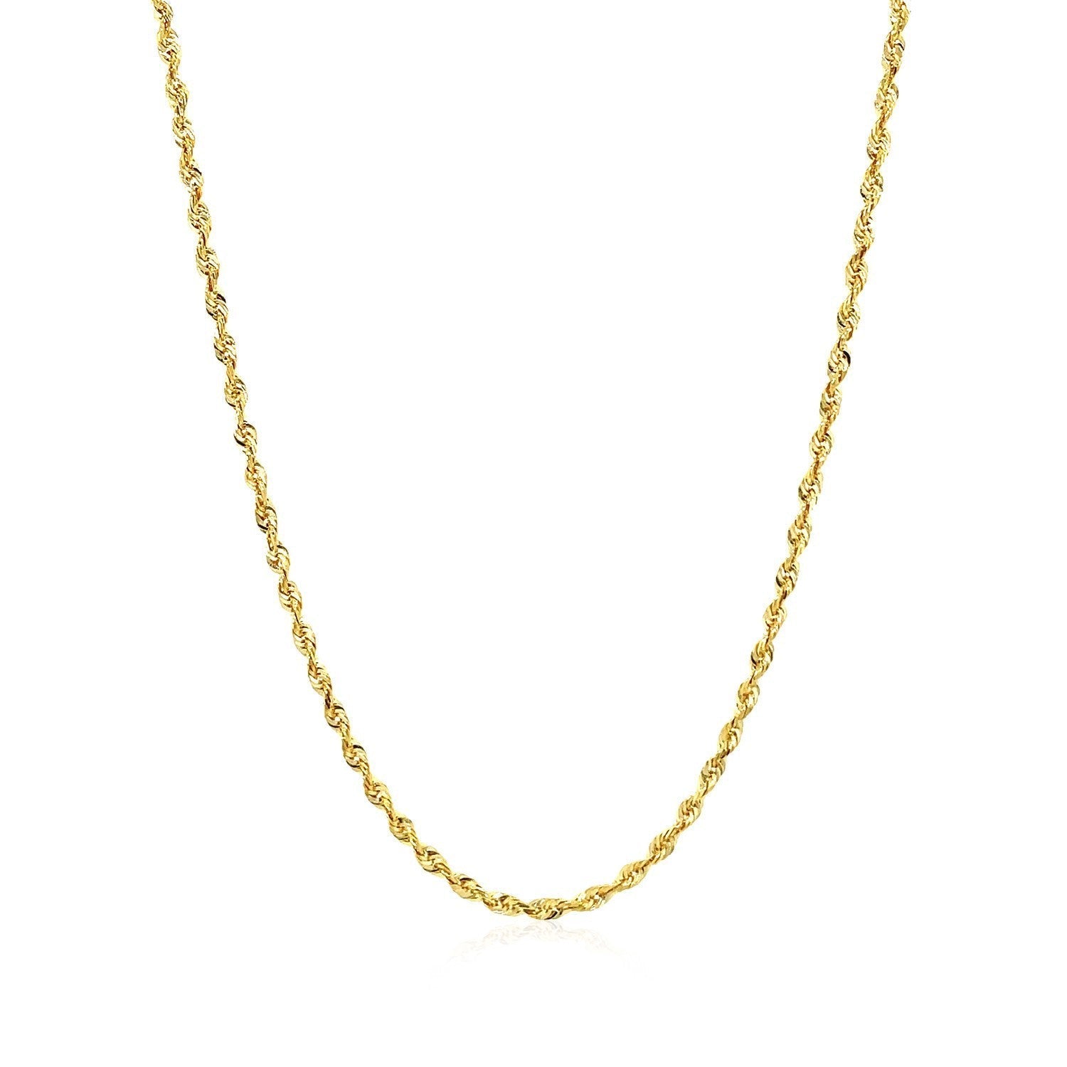 2.0mm 14k Yellow Gold Solid Diamond Cut Rope Chain Bids.com