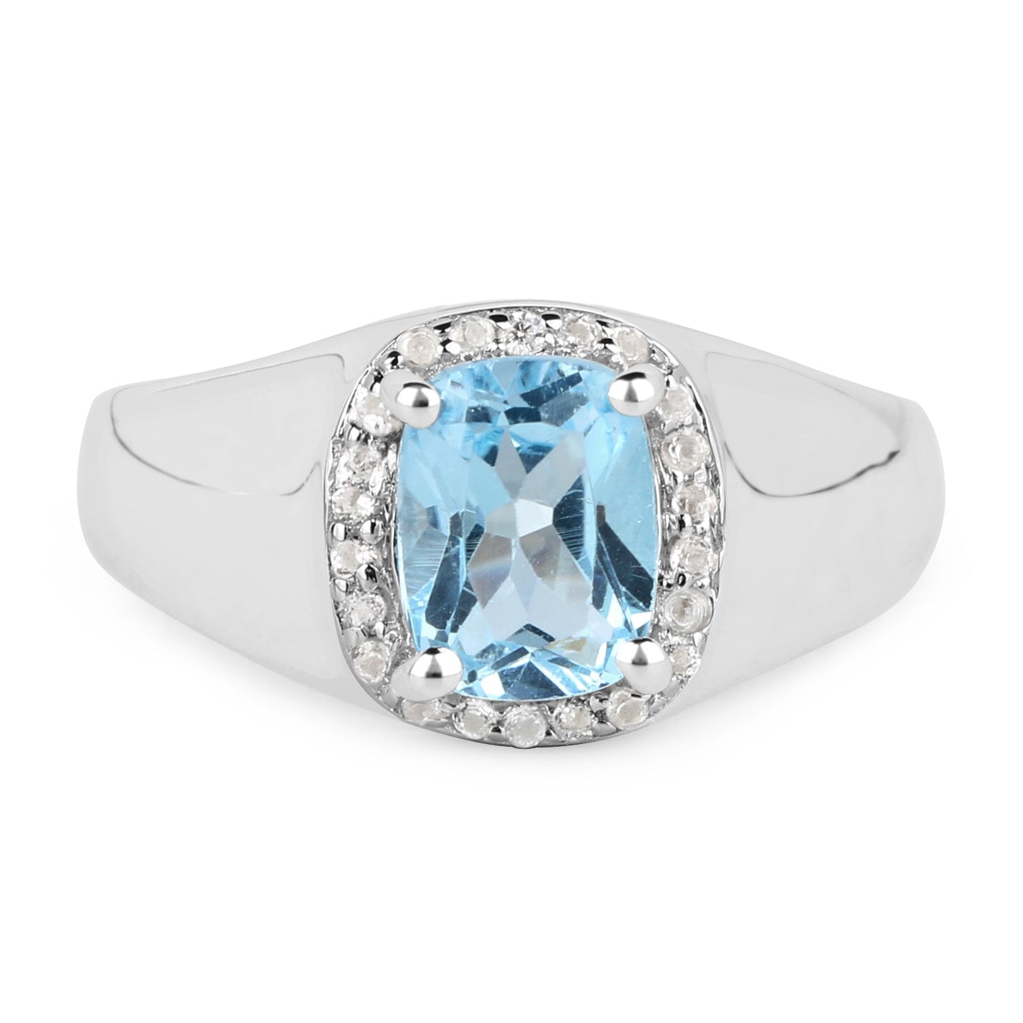 1.62 Carat Genuine Blue Topaz and White Topaz .925 Sterling Silver Ring Bids.com