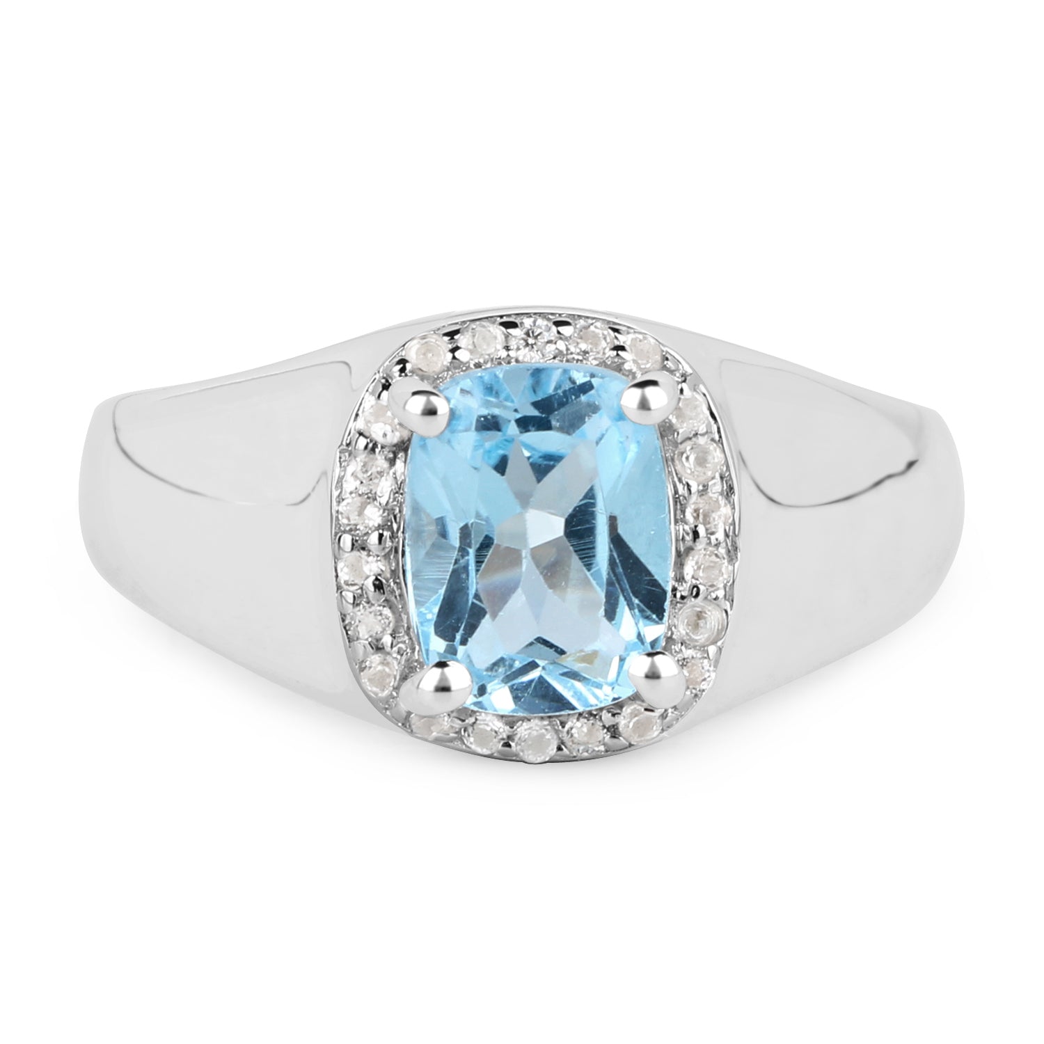 1.62 Carat Genuine Blue Topaz and White Topaz .925 Sterling Silver Ring Bids.com