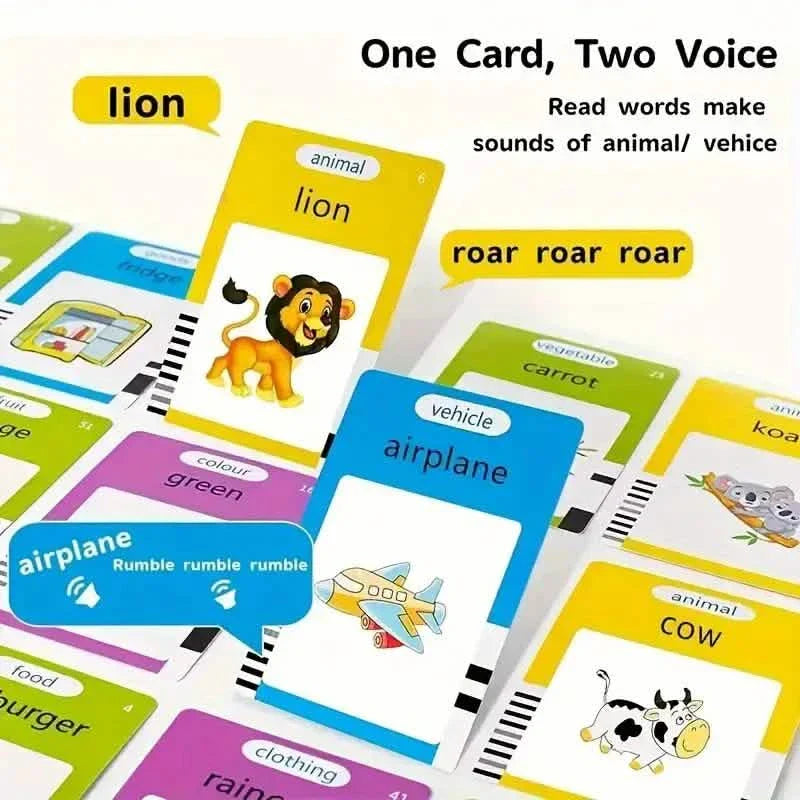 Flash Card Learning Toy – 112 Cards, 224 Words | USB Rechargeable Reading Toy for Kids (Pink/Blue) DailySale
