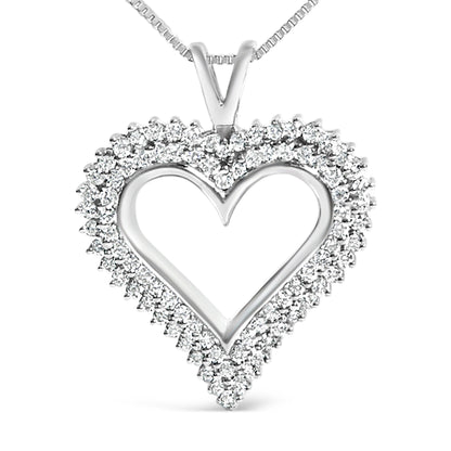 .925 Sterling Silver 1.00 Cttw Lab-Grown Diamond Open Heart Pendant Necklace (F-G Color, VS1-VS2 Clarity) - 18" Inches Bids.com