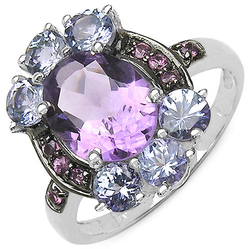 4.04 Carat Genuine Amethyst & Tanzanite .925 Sterling Silver Ring Bids.com