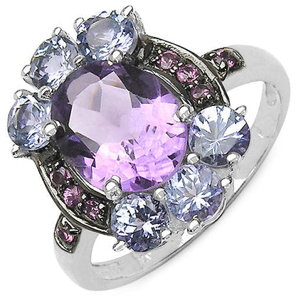 4.04 Carat Genuine Amethyst & Tanzanite .925 Sterling Silver Ring Bids.com