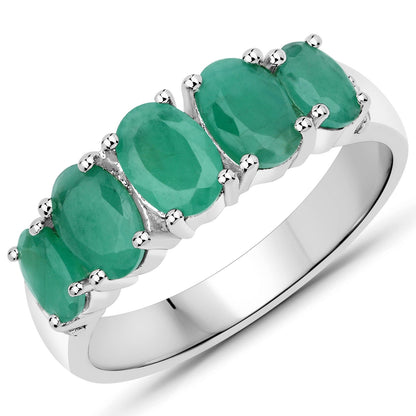 1.76 Carat Genuine Emerald and White Topaz .925 Sterling Silver Ring Bids.com