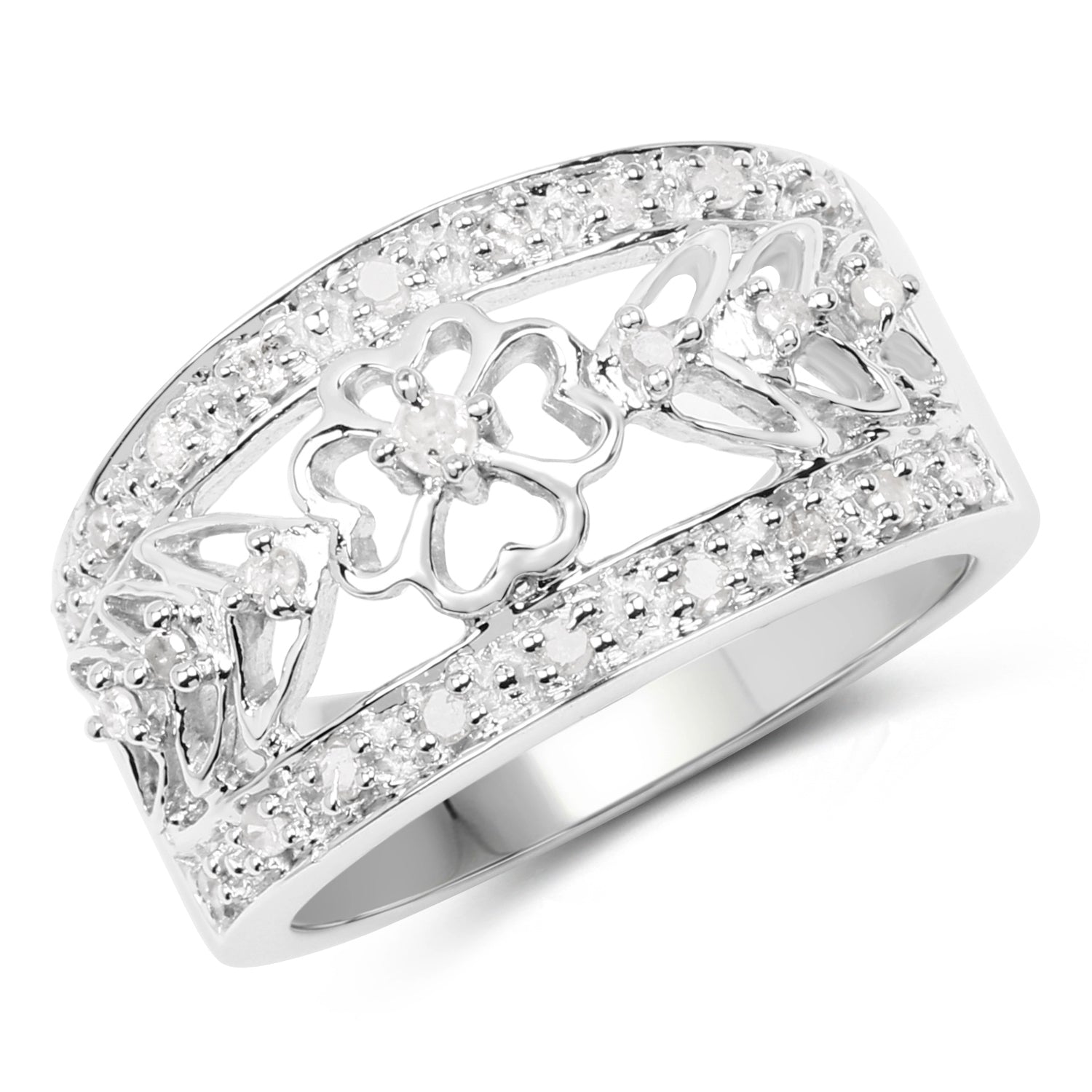 0.31 Carat Genuine White Diamond .925 Sterling Silver Ring Bids.com