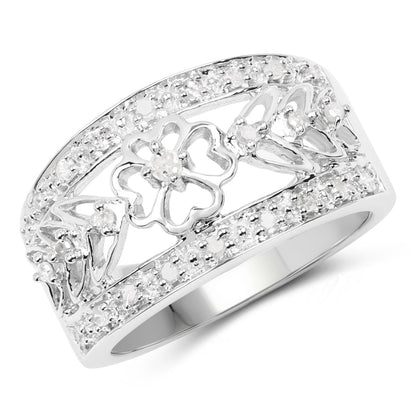 0.31 Carat Genuine White Diamond .925 Sterling Silver Ring Bids.com