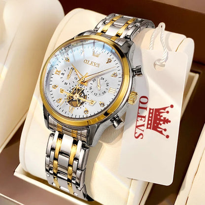 Women's Gold Stainless Steel Multifunction Quartz Watch BandsCo Straps
