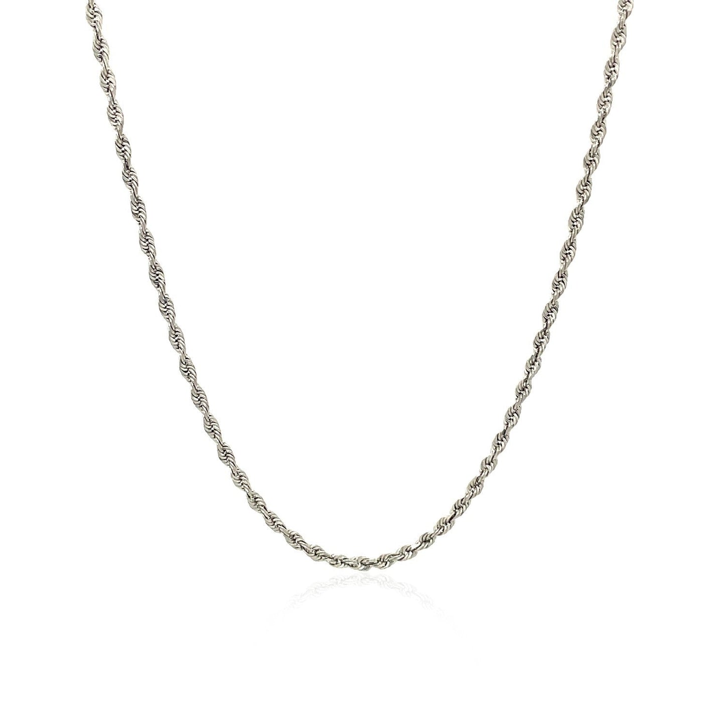 10k White Gold Solid Diamond Cut Rope Chain 1.5mm Bids.com