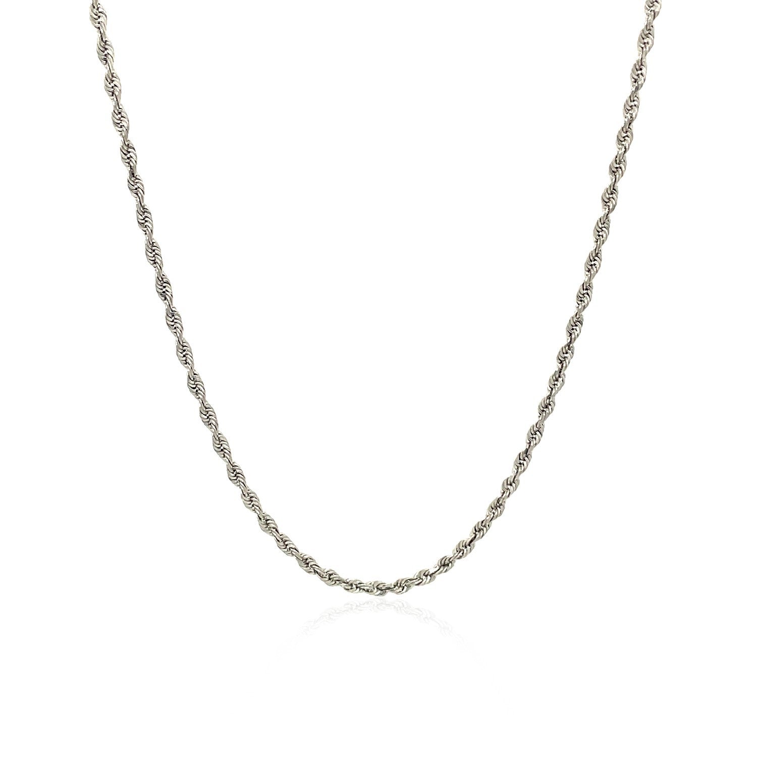 10k White Gold Solid Diamond Cut Rope Chain 1.5mm Bids.com
