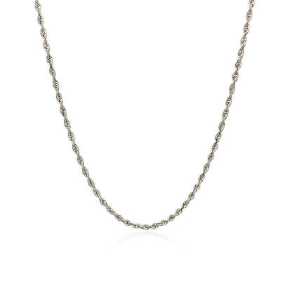 10k White Gold Solid Diamond Cut Rope Chain 1.5mm Bids.com