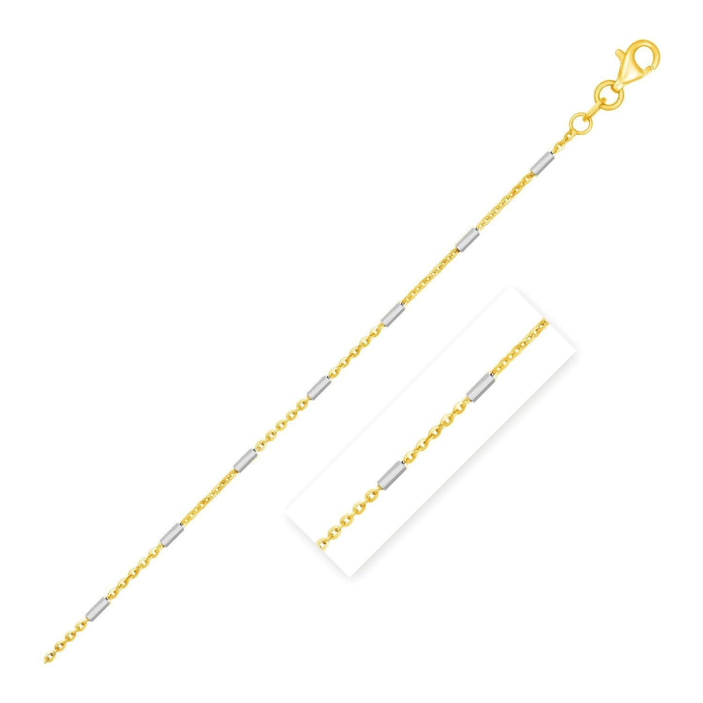 Bar Links Pendant Chain in 14k Two Tone Gold (1.4mm) Bids.com
