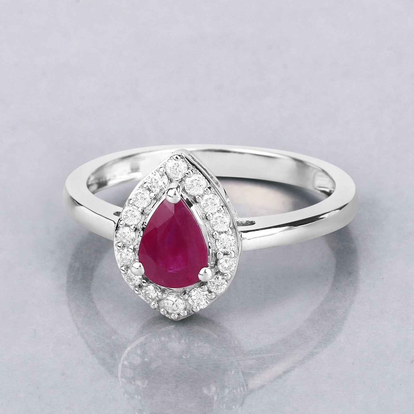 0.92 Carat Genuine Ruby and White Diamond 14K White Gold Ring Bids.com
