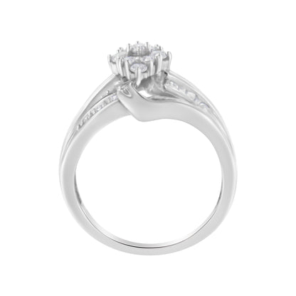 10K White Gold 1/2 cttw Diamond Cluster Ring (H-I Clarity, I2-I3 Color) - Size 6 Bids.com