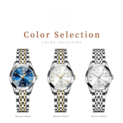 Women's Two Tone Stainless Steel Quartz Watch With Date BandsCo Straps
