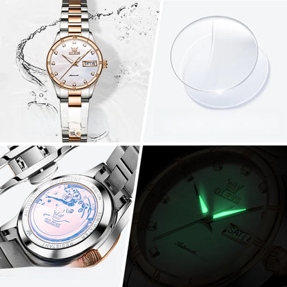 Women's Automatic Two Tone Stainless Steel Watch Pearl BandsCo Straps