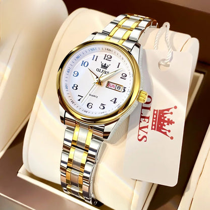 Women's Two Tone Stainless Steel Quartz Watch With Date BandsCo Straps