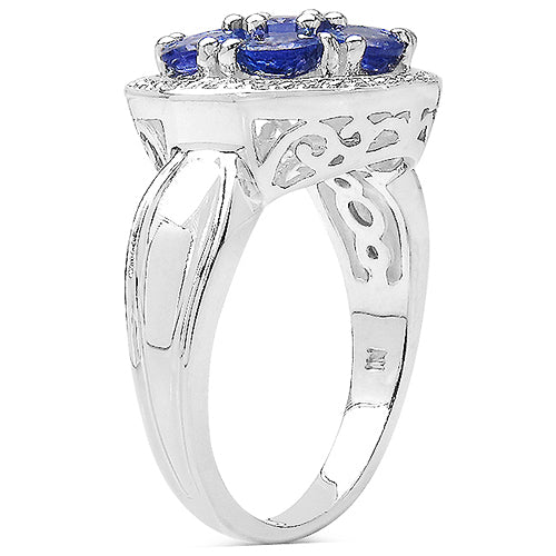 1.61 Carat Genuine Tanzanite .925 Sterling Silver Ring Bids.com