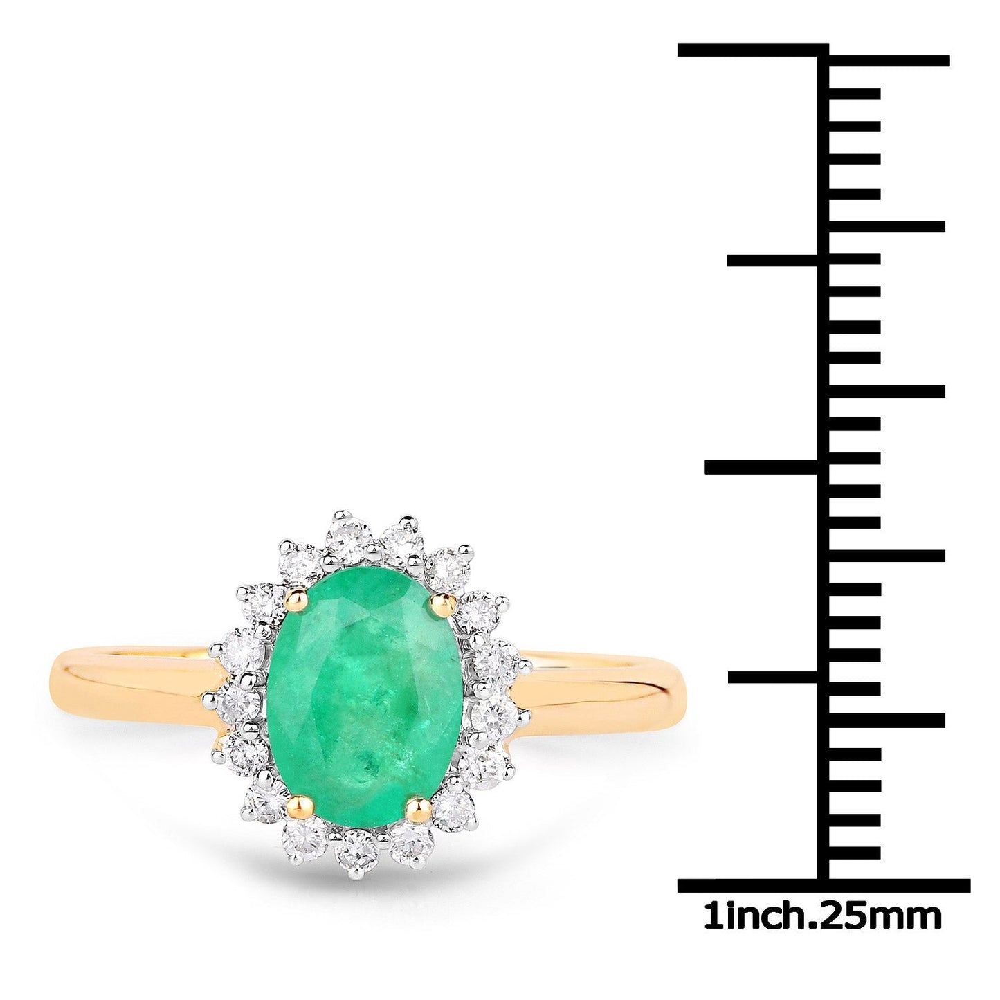1.39 Carat Genuine Zambian Emerald and White Diamond 10K Yellow Gold Ring Bids.com