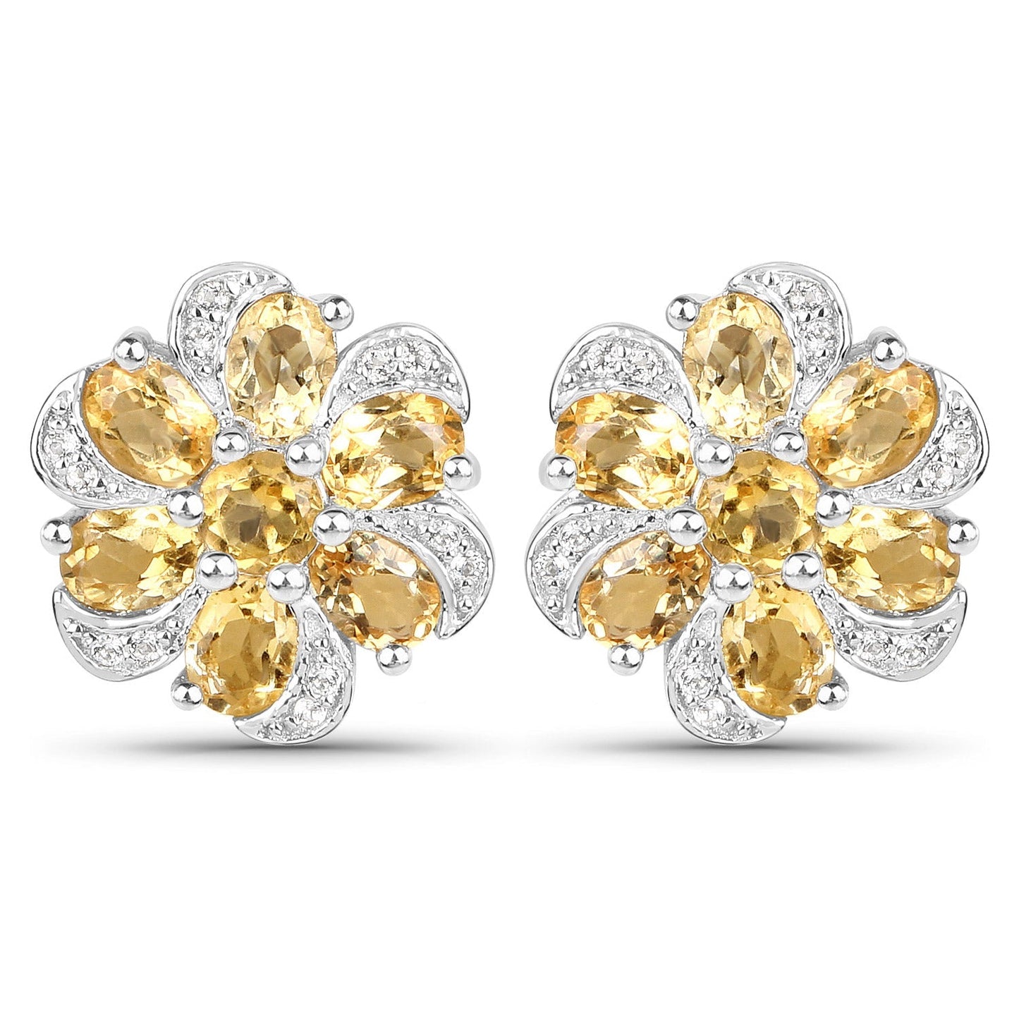 7.92 Carat Genuine Citrine and White Topaz .925 Sterling Silver 3 Piece Jewelry Set (Ring, Earrings, and Pendant w/ Chain) Bids.com