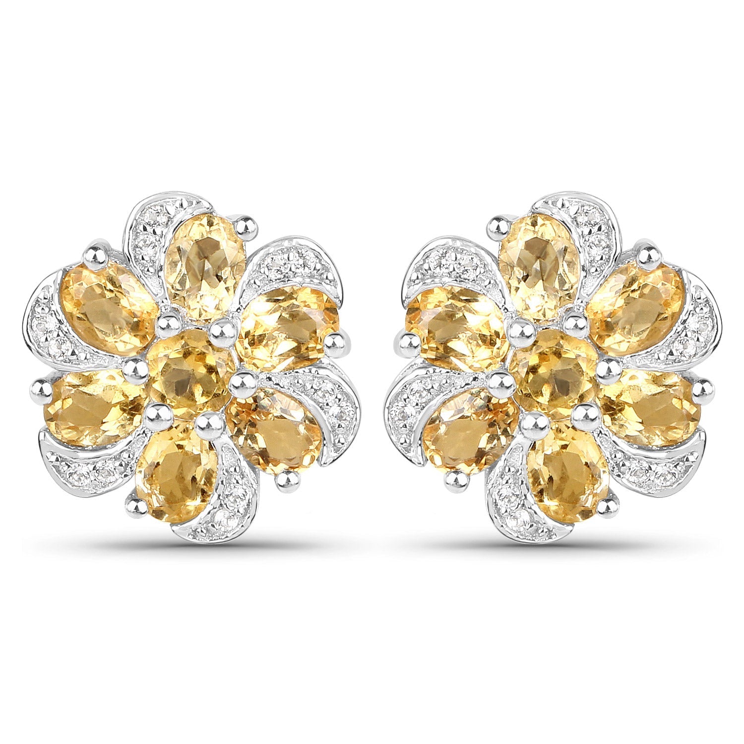 7.92 Carat Genuine Citrine and White Topaz .925 Sterling Silver 3 Piece Jewelry Set (Ring, Earrings, and Pendant w/ Chain) Bids.com