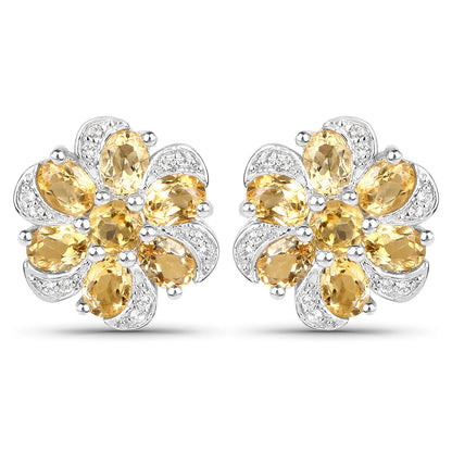 7.92 Carat Genuine Citrine and White Topaz .925 Sterling Silver 3 Piece Jewelry Set (Ring, Earrings, and Pendant w/ Chain) Bids.com