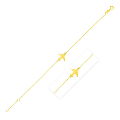 14K Yellow Gold Airplane Bracelet Bids.com