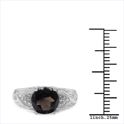 2.59 Carat Genuine Smoky Quartz & White Topaz .925 Sterling Silver Ring Bids.com