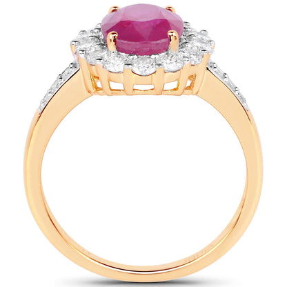 2.84 Carat Genuine Burma Ruby and White Diamond 18K Yellow Gold Ring Bids.com