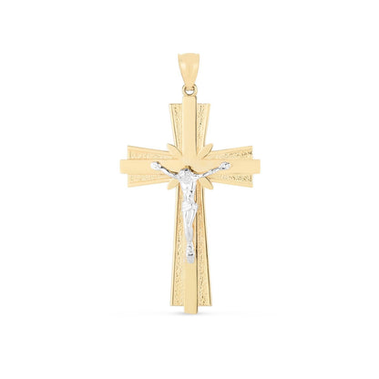 14k Two Tone Gold High Polish Diamond Cut Cross Pendant Bids.com