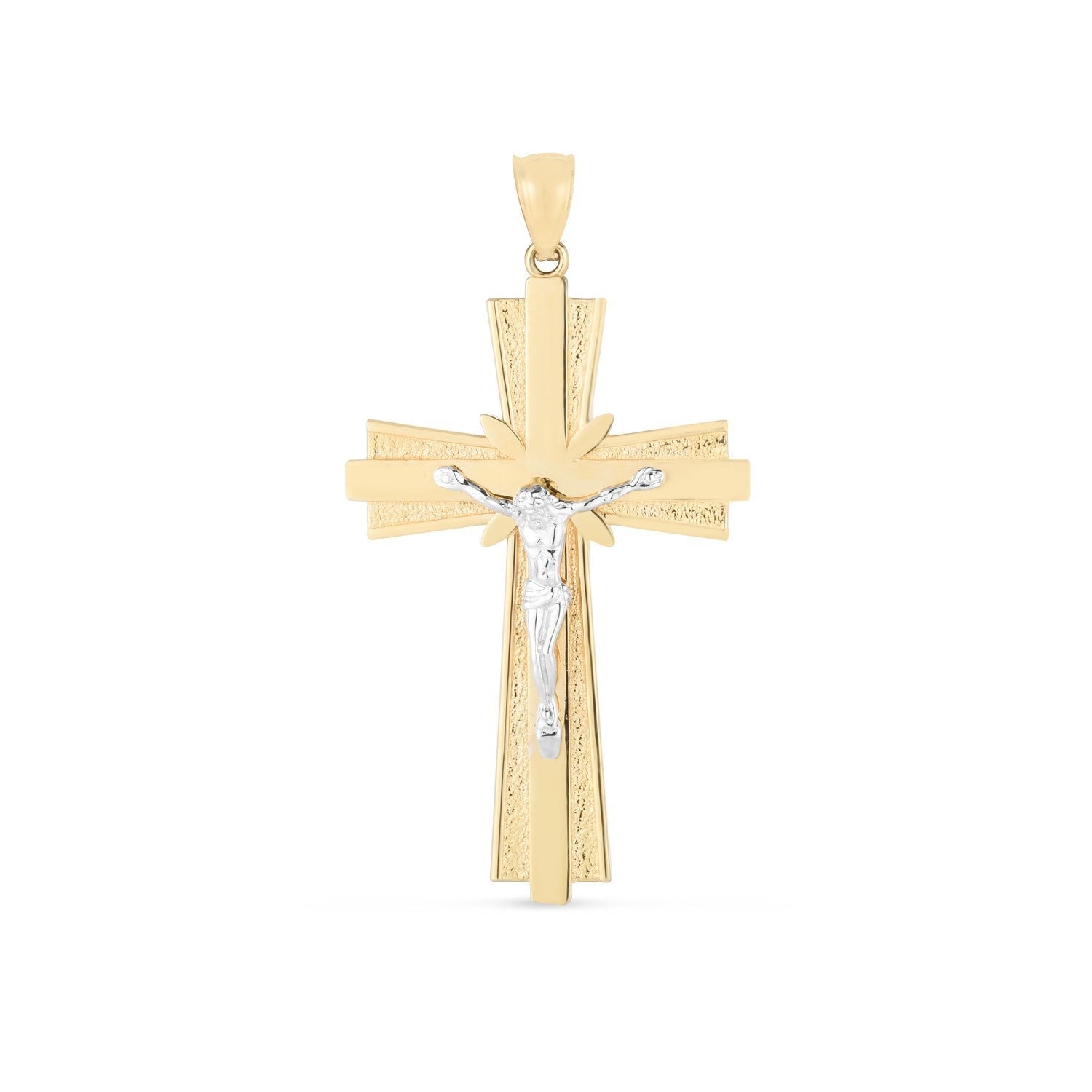 14k Two Tone Gold High Polish Diamond Cut Cross Pendant Bids.com