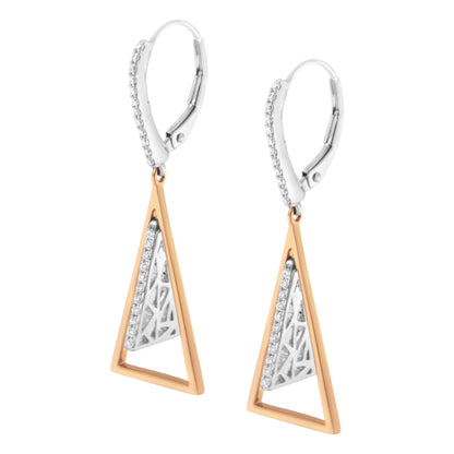 14K Rose and White Gold 3/8 Cttw Diamond Windchime Drop and Dangle Earring (G-H Color, SI1-SI2 Clarity) Bids.com
