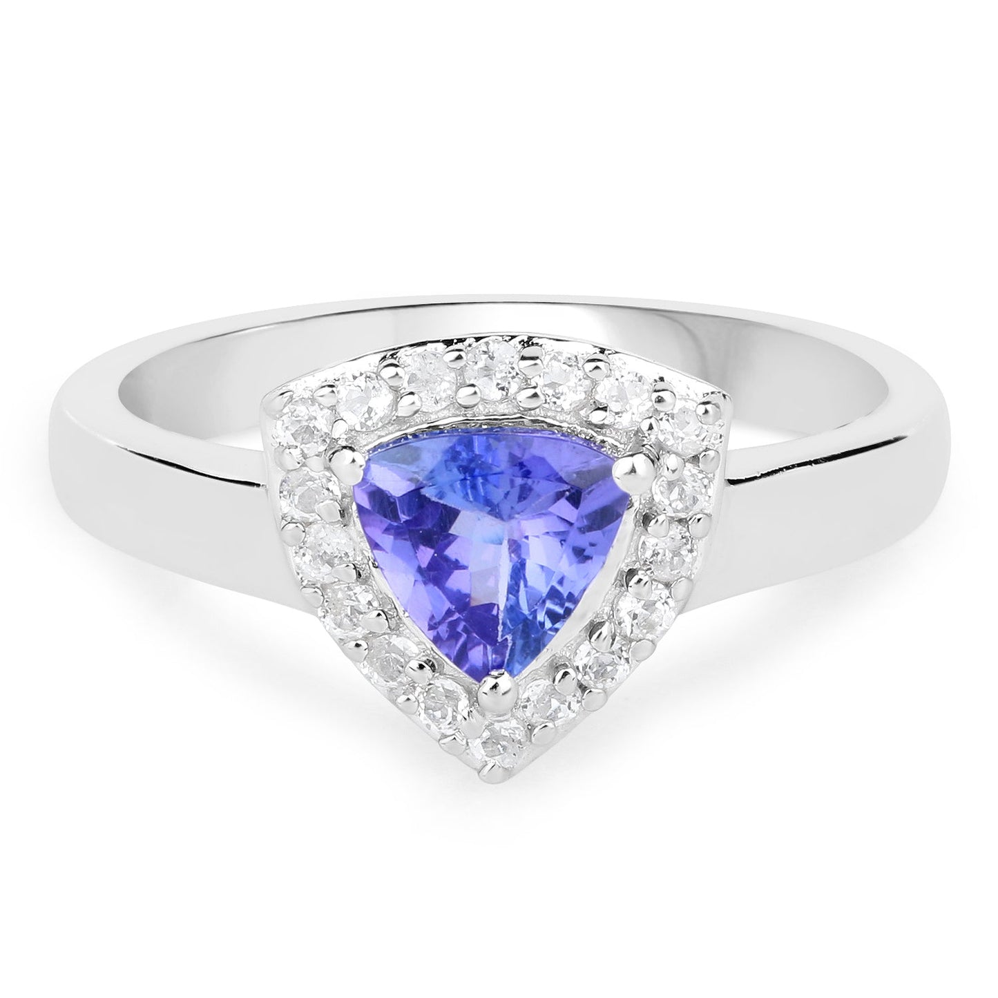 1.02 Carat Genuine Tanzanite and White Topaz .925 Sterling Silver Ring Bids.com