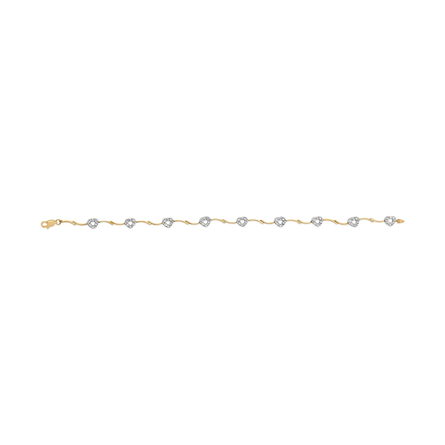 10k Two-Tone Gold 1/3 Cttw Diamond Pave Set Heart S-Link 7.25" Bracelet (I-J Color, I2-I3 Clarity) Bids.com