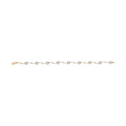 10k Two-Tone Gold 1/3 Cttw Diamond Pave Set Heart S-Link 7.25" Bracelet (I-J Color, I2-I3 Clarity) Bids.com