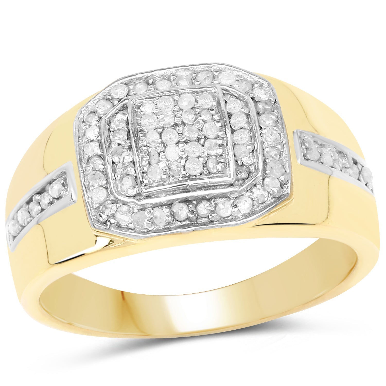 14K Yellow Gold Plated 0.29 Carat Genuine White Diamond .925 Sterling Silver Ring Bids.com