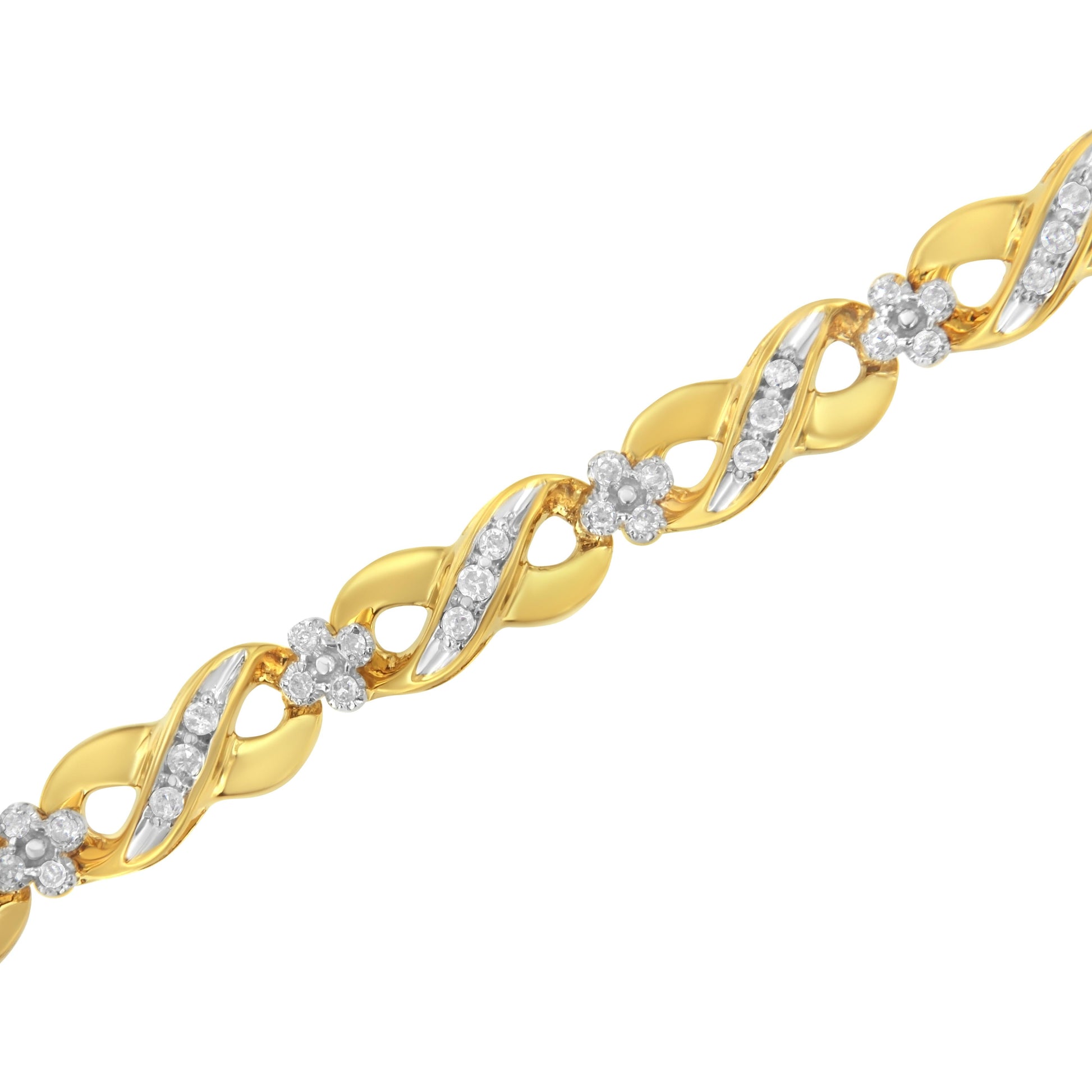 10K Yellow Gold Round-Cut Diamond Infinite Love Bracelet (1.00 cttw, I-J Color, I2-I3 Clarity) Bids.com