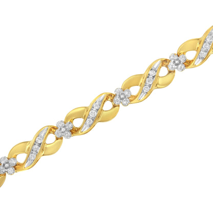 10K Yellow Gold Round-Cut Diamond Infinite Love Bracelet (1.00 cttw, I-J Color, I2-I3 Clarity) Bids.com