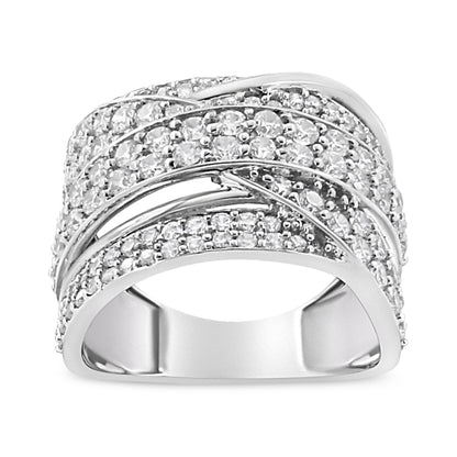 .925 Sterling Silver 2.00 Cttw Round-Cut Diamond Overlapping Bypass Band Ring (I-J Color, I2-I3 Clarity) - Ring Size 7 Bids.com