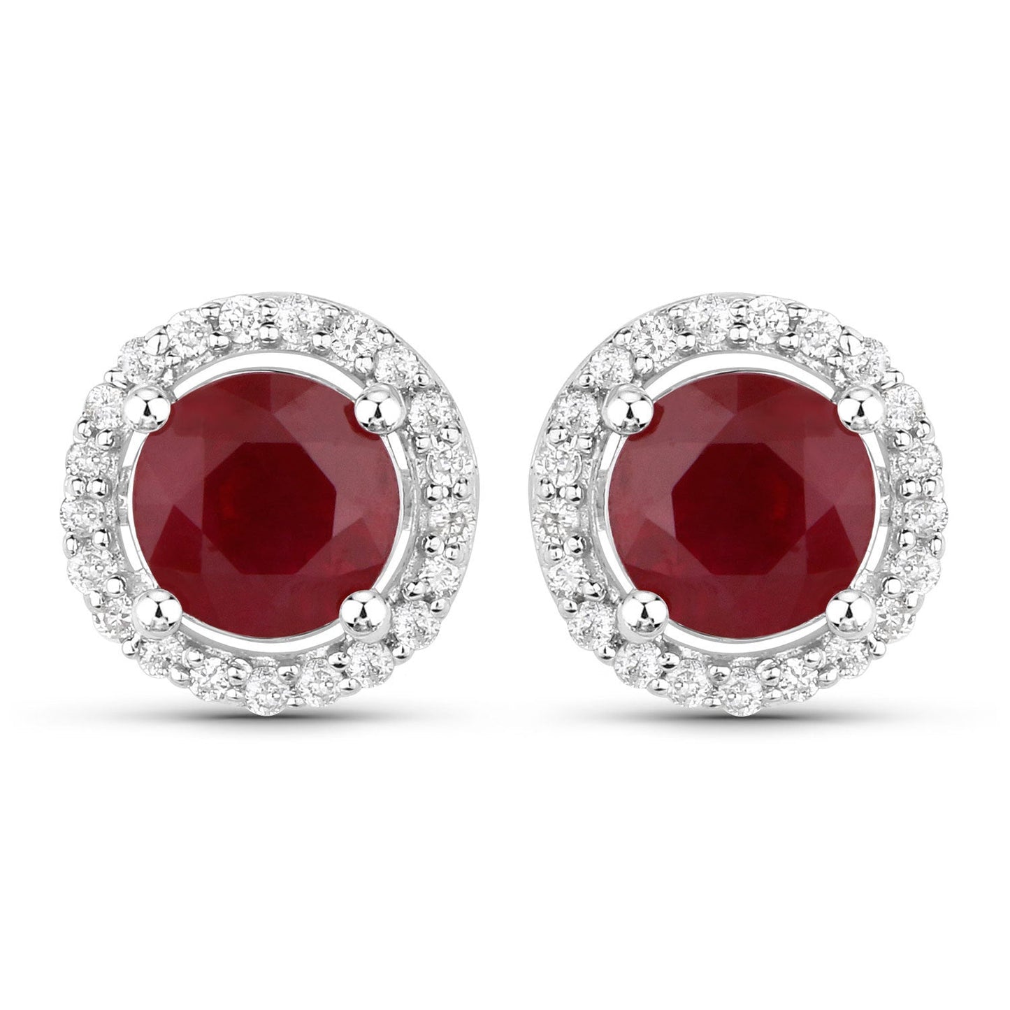 1.22 Carat Genuine Ruby and White Diamond 14K White Gold Earrings Bids.com